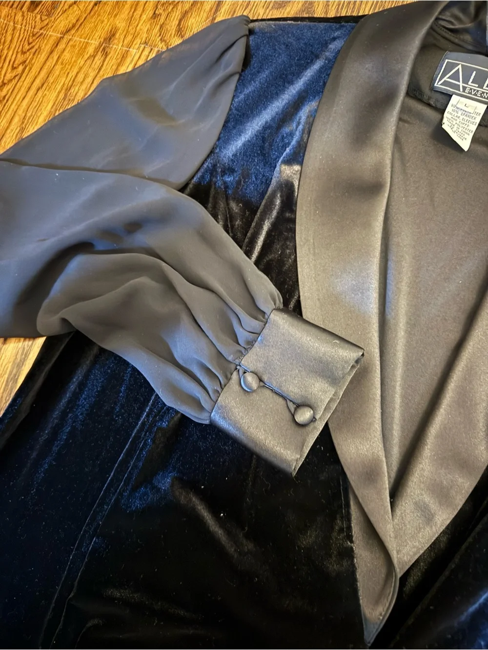 Alex Evenings Black Velvet Evening Jacket with Satin Shawl Collar